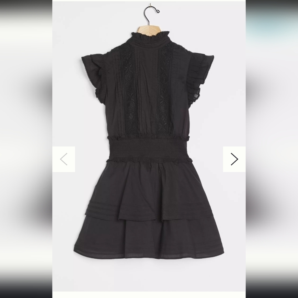 NWT! Cleobella At Anthropologie, Versailles Mini Ruffle Dress, Black, Size M - Picture 3 of 12